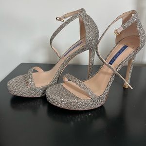 Stuart Weitzman glitter nudistsong platform heel sandals